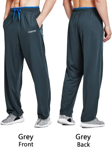 Vista 4 de CENFOR - Pantalones de deporte para hombre con bolsillos con parte inferior abierta, pantalones de entrenamiento para atletismo, trotar, entrenar