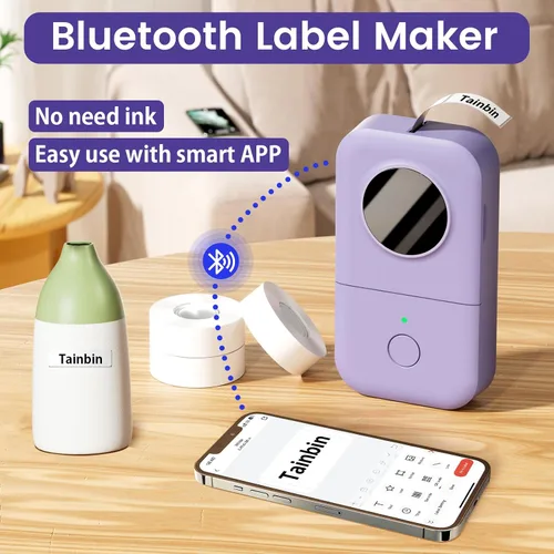 Vista 3 de Phomemo D30 - Etiquetadora pequeña con cinta, portátil, Bluetooth, impresora térmica de adhesivos recargable, fácil de usar para organizar hogar