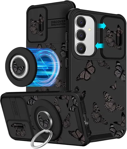 Vista 47 de Funermei Funda para teléfono Samsung Galaxy A15 5G - [2 en 1] Funda para teléfono de mujeres lindas chicas, diseño femenino de mariposa negra