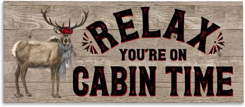 Vista 8 de Stupell Industries Tara Reed - Placa artística de pared con frase "Cabin Time Phrase with Deer", 17 x 7 pulgadas, fácil de colgar y resistente