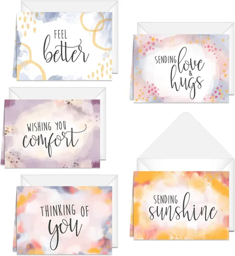 Vista 5 de Canopy Street Simple Sentiments - 25 paquetes de tarjetas de felicitación y ánimo con sobres blancos / 5 diseños reflexivos / Tarjetas de 5" x 7