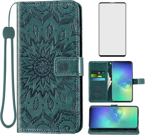Vista 12 de Asuwish Funda de teléfono para Samsung Galaxy S10 Plus con protector de pantalla de vidrio templado, funda delgada de cuero, soporte para tarjetas