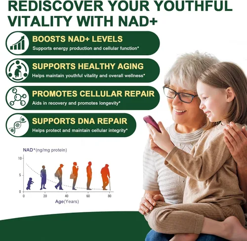 Vista 5 de Suplemento NAD de 1585 mg - True NAD & Resveratrol, NMN Alternativo Liposomal NAD+ para Mujeres y Hombres, Apoya la Salud Celular, la Resistencia