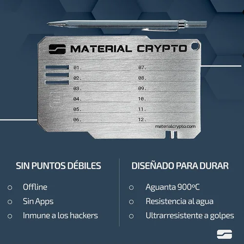 Vista 6 de Material Crypto DIY - Almacenamiento de semillas criptográficas Cartera de criptomoneda de acero indestructible Compatible con Seed Phrase
