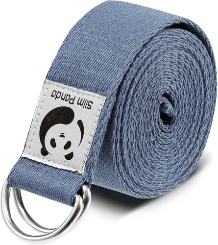 Vista 18 de Correa de yoga Slim Panda para estiramiento, Correa de yoga de algodón con hebilla ajustable en forma de D, Correa de yoga no elástica para pilates