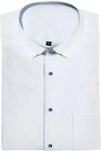 Vista 3 de Riniko Kim Camisa de elastano para hombre, ajuste regular, color liso, de manga larga, sin planchado, para negocios