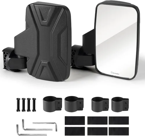 Vista 8 de Evermotor 1 juego de espejo central universal UTV para ATV, espejo retrovisor para jaulas de barra antivuelco de 1.6 a 2 pulgadas con abrazadera