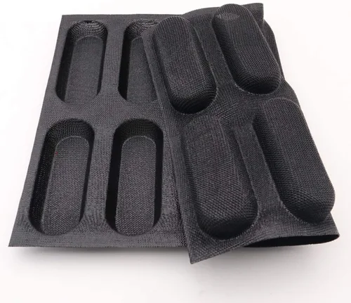 Vista 5 de Molde de pan francés perforado antiadherente de silicona, moldes para perros calientes, forros para hornear, molde de pan