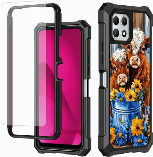 Vista 39 de Funda para T-Mobile Revvl 7 de 6.6 pulgadas con protector de pantalla, policarbonato duro de doble capa resistente y TPU suave a prueba de golpes