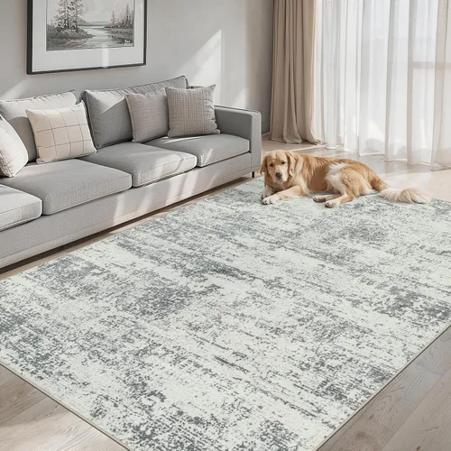 Vista 22 de Area Rugs - Alfombra para sala de estar, 4 x 6, lavable, moderna, abstracta, suave, neutra, antideslizante, grande para interiores, resistente a