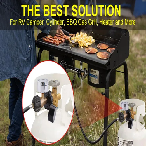 Vista 3 de Adaptador de tanque de propano de 100 libras, ajuste universal, adaptador de tanque de propano Pol a Qcc1 que convierte Pol a Qcc1 / Tipo 1, calibre