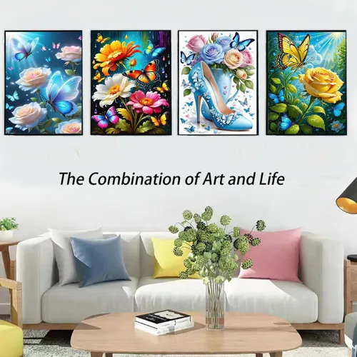 Vista 7 de Liccyy Paquete de 4 kits de pintura de diamantes 5D para adultos, adolescentes principiantes con todas las herramientas, pinturas artísticas