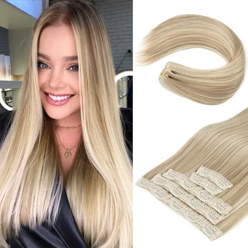 Vista 14 de REECHO Extensiones de cabello con pinzas, extensiones de cabello grueso y largo, extensiones de cabello sintético ligero para mujer, 24 pulgadas a