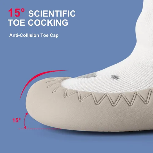 Vista 8 de Aoluvy Zapatos de calcetín para caminar para bebés, zapatos antideslizantes de goma suave para niños y niñas, primeros caminos, suela de dibujos