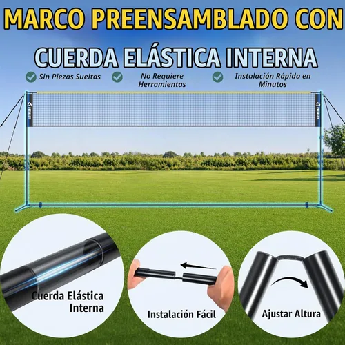 Vista 11 de 3-in-1 Volleyball Badminton Pickleball Net Set Adjustable Height Negro