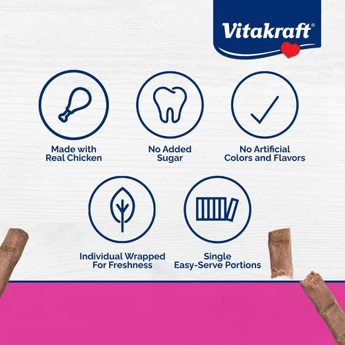Vista 2 de Vitakraft PurrSticks - Golosinas suaves nutritivas y saludables para gatos, palitos de carne asada al horno suavemente para gatos con 70% de carne