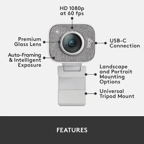 Vista 6 de Logitech StreamCam - Cámara web premium para transmisión y creación de contenido, Full HD 1080p 60 fps, funciona con Microsoft Teams, Google Meet