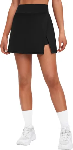 Vista 5 de Ewedoos Faldas para mujer, faldas de golf para mujer, falda de tenis de cintura alta con bolsillos y abertura, faldas atléticas