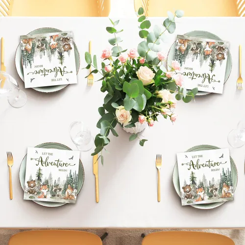 Vista 7 de JarThenaAMCS 80 servilletas de papel con texto en inglés «Let The Adventure Begin» (Let The Adventure Begin), servilletas de papel desechables