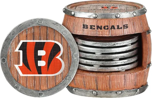 Vista 17 de FOCO NFL Team Logo 5-Pack Barrel Beverage Drink Coaster Set