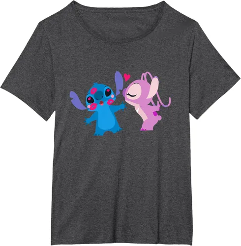Vista 26 de Disney Stitch and Angel - Camiseta para el día de San Valentín Negro