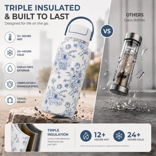 Vista 7 de Vaso de viaje con infusor de té con forro de cerámica de 32 onzas, infusor de acero inoxidable de micromalla, interior de cerámica de sabor puro