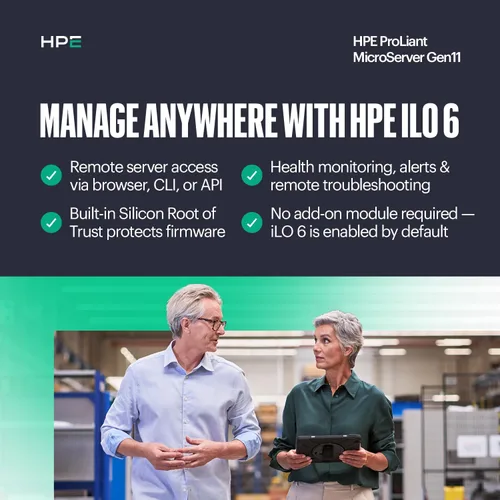Vista 6 de Hewlett Packard Enterprise ProLiant MicroServer Gen11 Tower Server, procesador Intel Pentium Gold G7400, memoria de 16 GB, almacenamiento HDD de 1