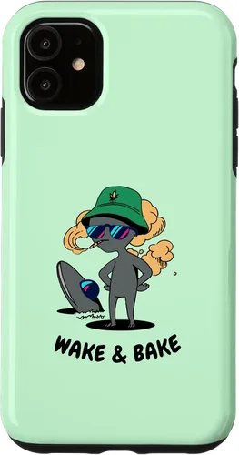 Vista 5 de Estuche de regalo divertido para iPhone 15 Alien Stoner Wake And Bake Weed Marihuana