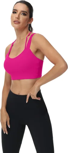 Vista 3 de Attifall Sujetador deportivo con tirantes y copa CD, espalda cruzada, para yoga, entrenamiento, correr, gimnasio, deportes