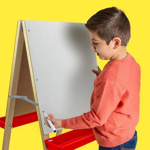 Vista 2 de Flipside Products Pizarra negra para niños y caballete blanco de borrado en seco, plegable para niños, dibujo en aula, pizarra blanca