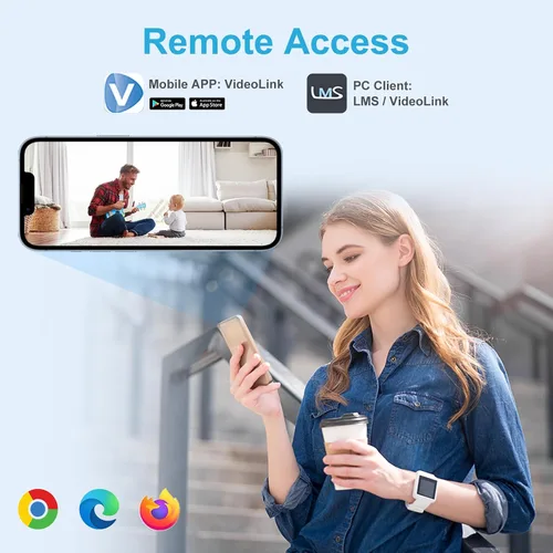Vista 4 de Anpviz Cámara PoE de 5 MP, cámara IP PoE de seguridad para vandalismo al aire libre con audio, visión nocturna de 98 pies, H.265, grabación 24/7 Gris