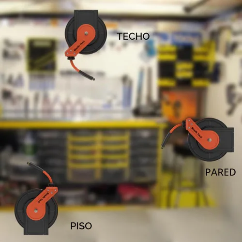 Vista 5 de Giraffe Tools TA10B - Carrete retráctil para manguera de aire de 25 pies, montaje en pared, compresor de aire de acero resistente, rebobinado
