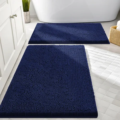 Vista 25 de Juego de alfombras de baño Smiry de 2 piezas, suave alfombra absorbente de chenilla y juego de alfombra en forma de U para inodoro, alfombra de baño