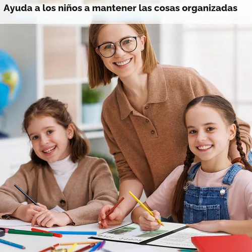 Vista 7 de Henoyso 12 piezas de carpetas con bolsillo para la escuela y el hogar, carpetas resistentes de 2 bolsillos para tareas con bolsillos frontales Negro