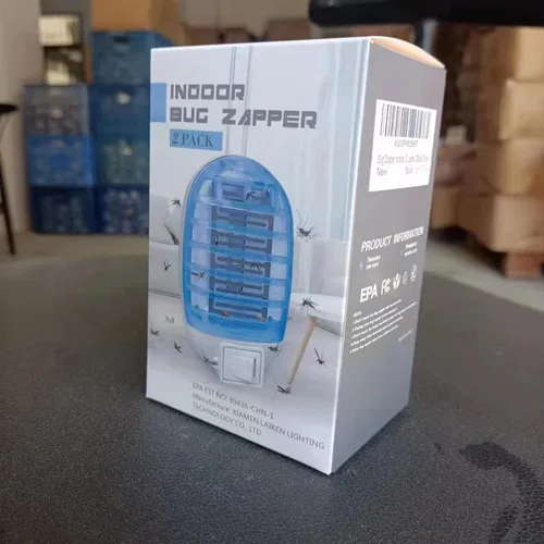 Vista 8 de Exterminador de insectos para interiores, trampa para moscas para interiores, mata mosquitos electrónico con luces azules para sala de estar, hogar