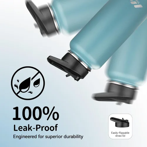 Vista 5 de StarSpeed Botella de agua aislada de 32 onzas con tapa con pajilla, botella de agua al vacío de doble pared de acero inoxidable, botella de agua