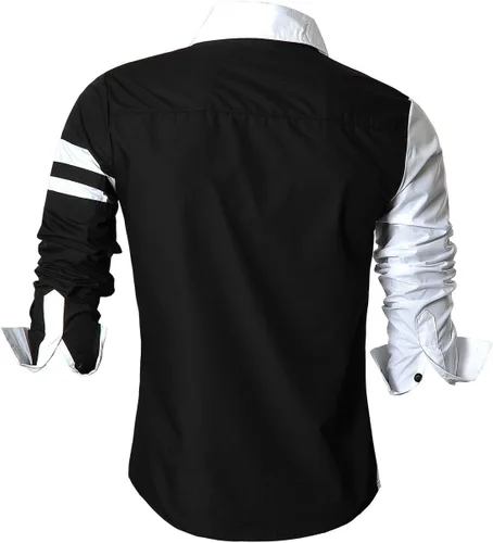 Vista 22 de JZS041, camisa de vestir de manga larga para hombre