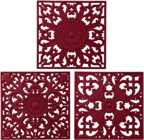Vista 8 de Salvamanteles de silicona para platos calientes, ollas y sartenes, tapete de salvamanteles tallado multiusos, tapetes de silicona aislados