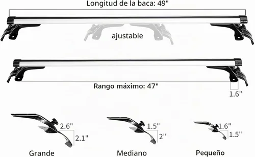 Vista 3 de 50" Barras transversales universales para techo, barras transversales ajustables con bloqueo para equipaje, compatibles con camionetas sin ningún