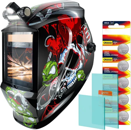 Vista 19 de TRQWH Welding Helmet Auto Darkening Large Viewing True Color Solar Powered Welding Mask with 4 Arc Sensor Adjustable Wide Shade Range 4~5-8/9-13