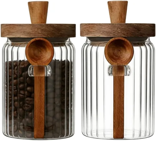 Vista 7 de ANSQU Tarro de vidrio con cuchara, tarro de café de 13.5 oz