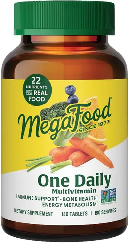 Vista 9 de MegaFood, One Daily, estimula la optimización de la salud y bienestar, kin-65-iuy-mm-a735, 60, 1, 1 Supports Cellular Energy, Muscle & Bone