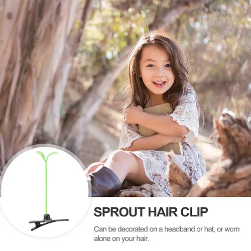 Vista 6 de 100 pinzas para el pelo de brotes de frijoles, divertidas pinzas para el cabello de plantas verdes, pasador de hierba pequeña, accesorios