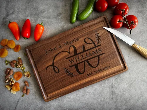 Vista 6 de Personalized Cutting Boards – Personalized Cutting Boards Wood Engraved – Lovely Birthday, Anniversary, Bridal Shower, Wedding Present – Custom