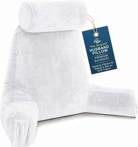 Vista 34 de Almohada Husband Mediana Negra, Respaldo para Niños, Adolescentes, Adultos Pequeños – Almohada de Lectura con Brazos, Altura Ajustable, Espuma