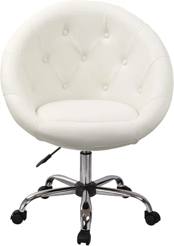 Vista 5 de DUHOME Silla moderna para computadora con ruedas giratorias, altura ajustable, piel sintética, con ruedas y base de metal