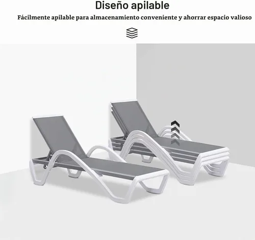 Vista 5 de PURPLE LEAF Patio Chaise Lounge - Silla con brazos de plástico