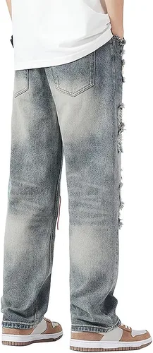 Vista 5 de PARVENZA Pantalones de mezclilla clásicos para hombre, pantalones rectos