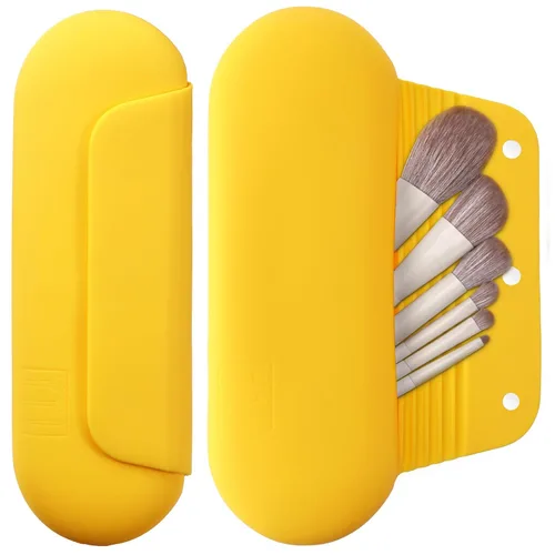 Vista 35 de AGIKET Soporte de silicona para brochas de maquillaje, bolsa de cosméticos de viaje: soporte suave y portátil para brochas cosméticas faciales