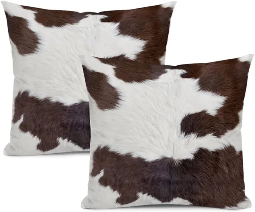 Vista 11 de Juego de 2 fundas de almohada lumbares de piel de vaca occidental de 12 x 20 pulgadas, fundas de almohada rectangulares decorativas de piel